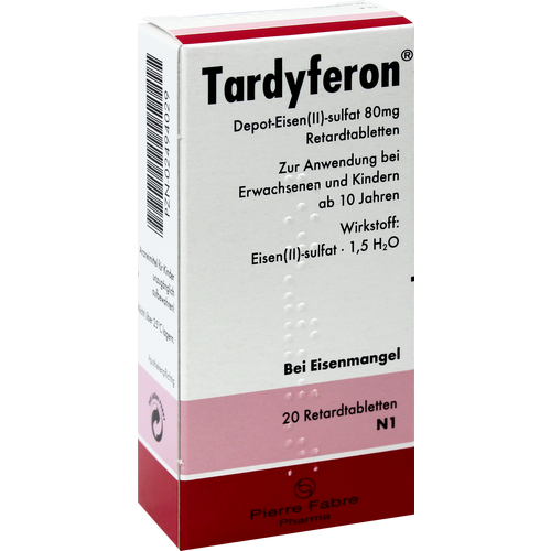 Verpackungsbild(Packshot) von TARDYFERON Depot-Eisen(II)-sulfat 80 mg Retardtab.