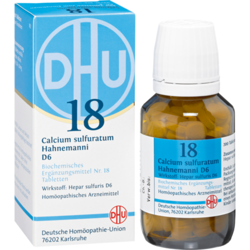 Verpackungsbild(Packshot) von BIOCHEMIE DHU 18 Calcium sulfuratum D 6 Tabletten