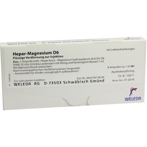Verpackungsbild(Packshot) von HEPAR MAGNESIUM D 6 Ampullen