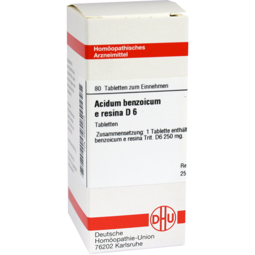 Verpackungsbild(Packshot) von ACIDUM BENZOICUM E Resina D 6 Tabletten