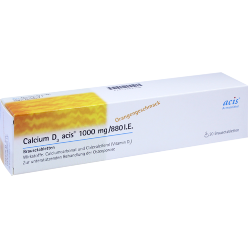 Verpackungsbild(Packshot) von CALCIUM D3 acis 1000 mg/880 I.E. Brausetabletten