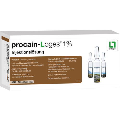 Verpackungsbild(Packshot) von PROCAIN-Loges 1% Injektionslösung Ampullen