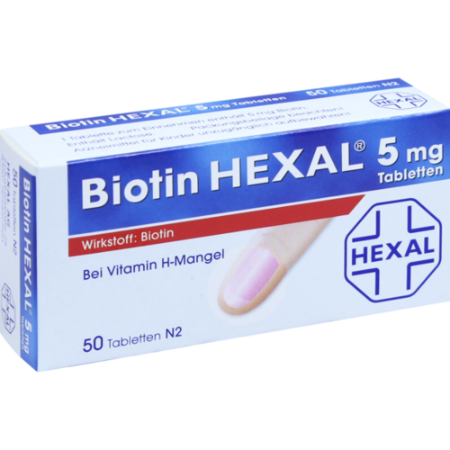 Verpackungsbild(Packshot) von BIOTIN HEXAL 5 mg Tabletten