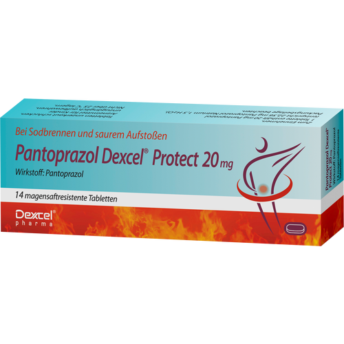 Verpackungsbild(Packshot) von PANTOPRAZOL Dexcel Protect 20 mg magensaftres.Tab.