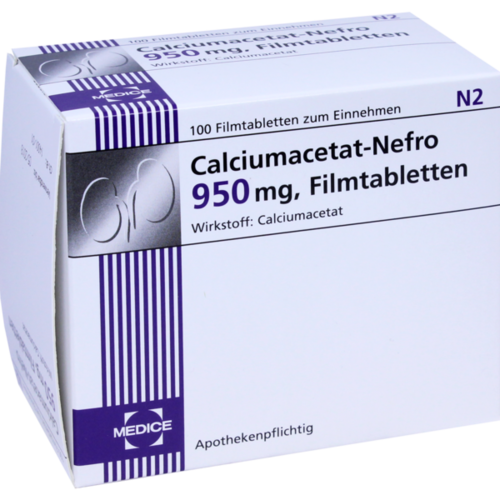 Verpackungsbild(Packshot) von CALCIUMACETAT NEFRO 950 mg Filmtabletten