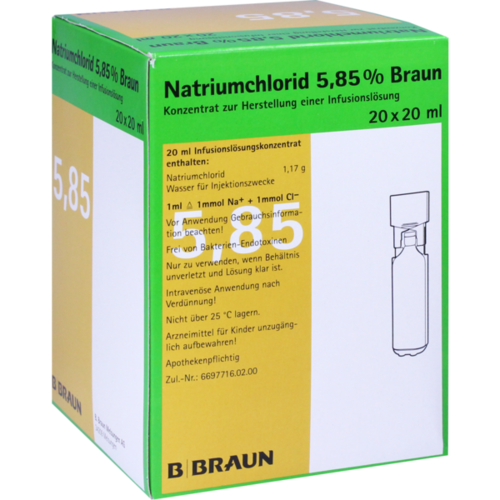 Verpackungsbild(Packshot) von NATRIUMCHLORID 5,85% Braun MPC Infusionslsg.-Konz.