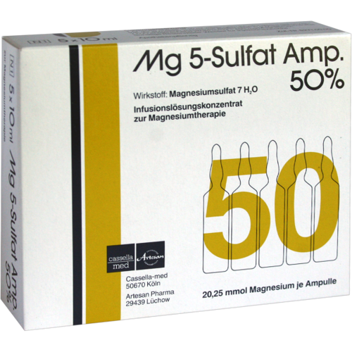 Verpackungsbild(Packshot) von MG 5 Sulfat Amp. 50% Infusionslösungskonzentrat