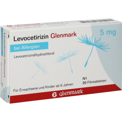 Verpackungsbild(Packshot) von LEVOCETIRIZIN Glenmark 5 mg Filmtabletten