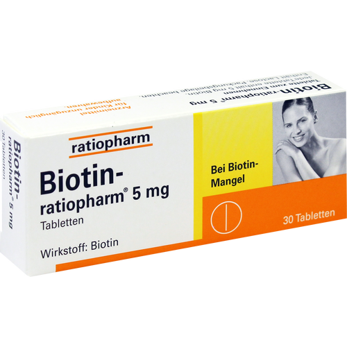 Verpackungsbild(Packshot) von BIOTIN-RATIOPHARM 5 mg Tabletten