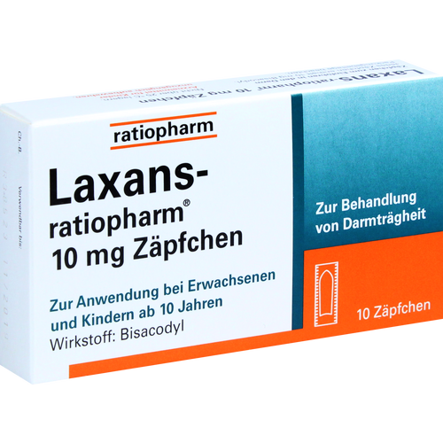 Verpackungsbild(Packshot) von LAXANS-ratiopharm 10 mg Zäpfchen