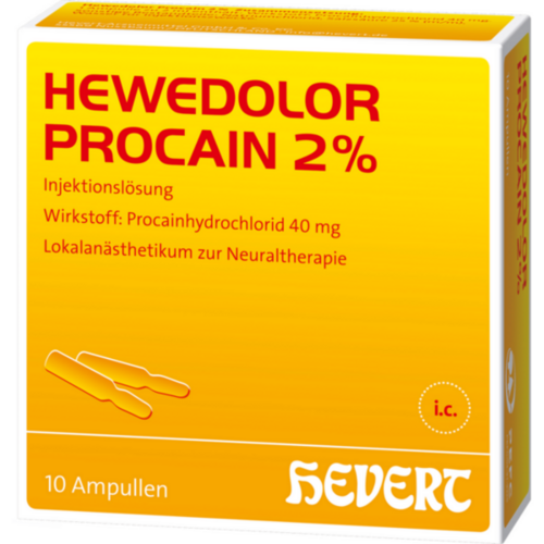 Verpackungsbild(Packshot) von HEWEDOLOR Procain 2% Ampullen