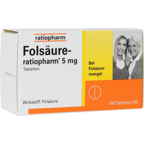 Verpackungsbild(Packshot) von FOLSÄURE-RATIOPHARM 5 mg Tabletten