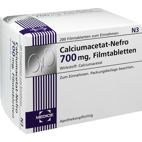 Verpackungsbild(Packshot) von CALCIUMACETAT NEFRO 700 mg Filmtabletten