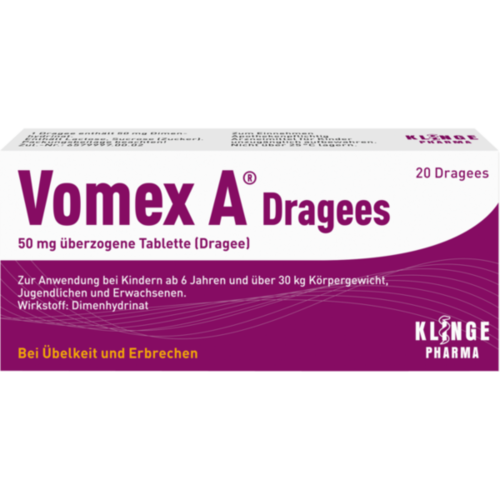 Verpackungsbild(Packshot) von VOMEX A Dragees 50 mg überzogene Tabletten