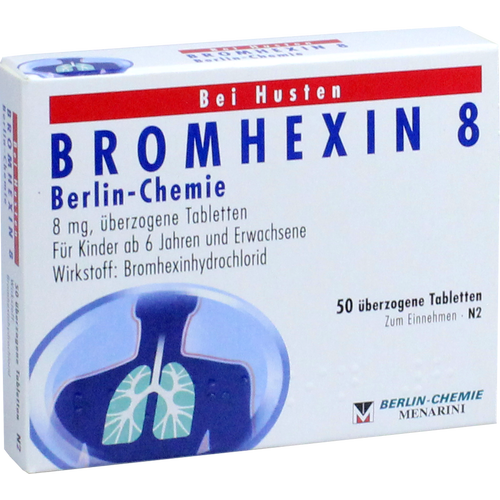 Verpackungsbild(Packshot) von BROMHEXIN 8 Berlin Chemie überzogene Tabletten