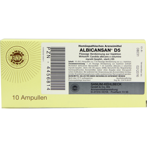 Verpackungsbild(Packshot) von ALBICANSAN D 5 Ampullen