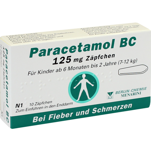 Verpackungsbild(Packshot) von PARACETAMOL BC 125 mg Suppositorien