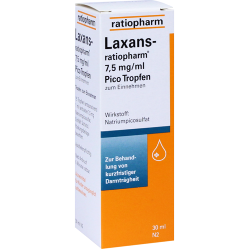 Verpackungsbild(Packshot) von LAXANS-ratiopharm 7,5 mg/ml Pico Tropfen