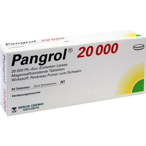 Verpackungsbild(Packshot) von PANGROL 20.000 magensaftresistente Tabletten