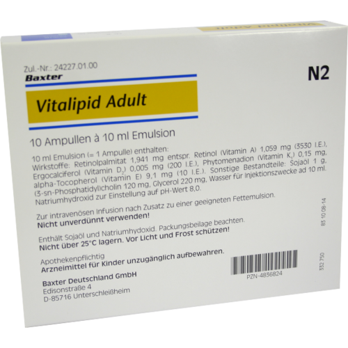 Verpackungsbild(Packshot) von VITALIPID Adult Emulsion zur Infusion Ampullen