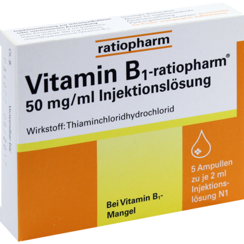 Verpackungsbild(Packshot) von VITAMIN B1-RATIOPHARM 50 mg/ml Inj.Lsg.Ampullen