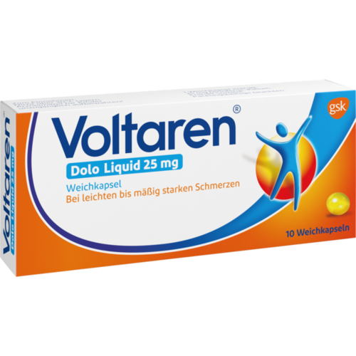 Verpackungsbild(Packshot) von VOLTAREN Dolo Liquid 25 mg Weichkapseln