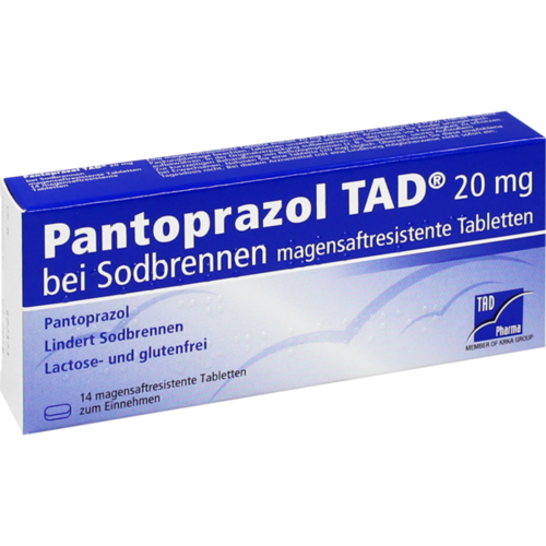 Verpackungsbild(Packshot) von PANTOPRAZOL TAD 20 mg b.Sodbrenn. magensaftr.Tabl.