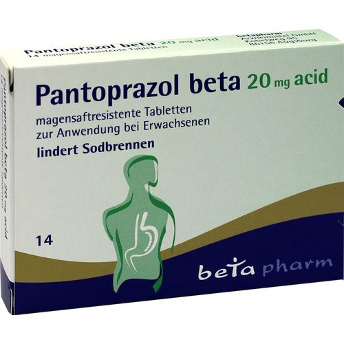Verpackungsbild(Packshot) von PANTOPRAZOL beta 20 mg acid magensaftres.Tabletten