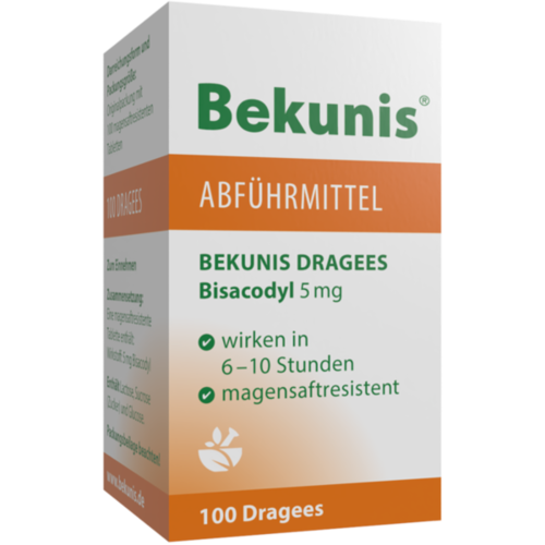 Verpackungsbild(Packshot) von BEKUNIS Dragees Bisacodyl 5 mg magensaftres.Tabl.