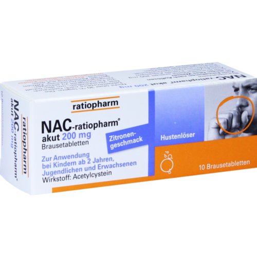 Verpackungsbild(Packshot) von NAC-ratiopharm akut 200 mg Hustenlöser Brausetabl.