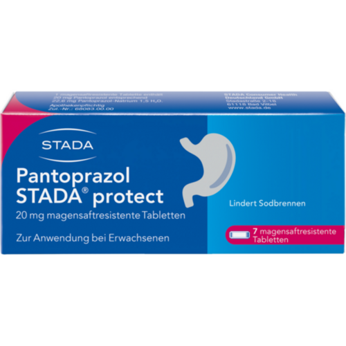 Verpackungsbild(Packshot) von PANTOPRAZOL STADA protect 20 mg magensaftres.Tabl.