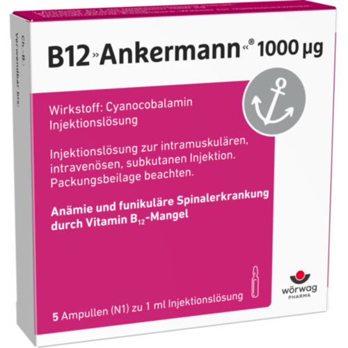 Verpackungsbild(Packshot) von B12 ANKERMANN 1000 μg Injektionslösung Amp.