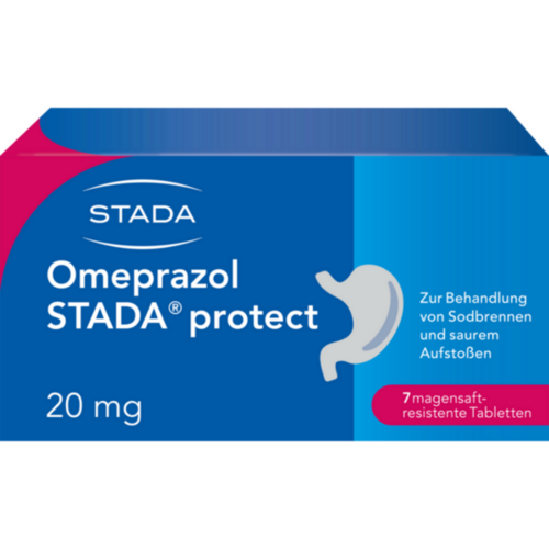 Verpackungsbild(Packshot) von OMEPRAZOL STADA protect 20 mg magensaftr.Tabletten