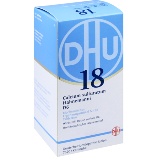 Verpackungsbild(Packshot) von BIOCHEMIE DHU 18 Calcium sulfuratum D 6 Tabletten