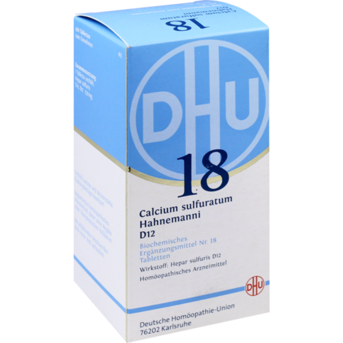 Verpackungsbild(Packshot) von BIOCHEMIE DHU 18 Calcium sulfuratum D 12 Tabletten