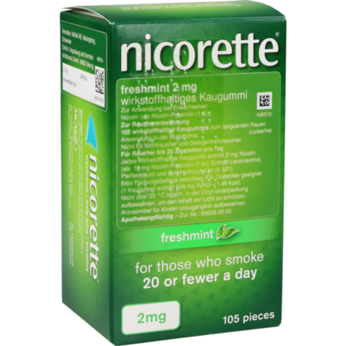 Verpackungsbild(Packshot) von NICORETTE 2 mg freshmint Kaugummi