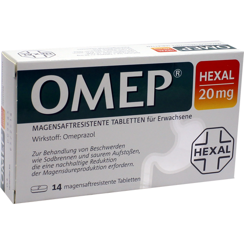 Verpackungsbild(Packshot) von OMEP HEXAL 20 mg magensaftresistente Tabletten