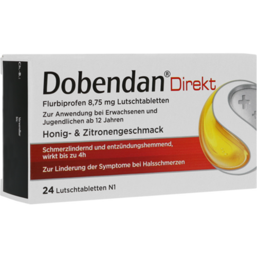 Verpackungsbild(Packshot) von DOBENDAN Direkt Flurbiprofen 8,75 mg Lutschtabl.