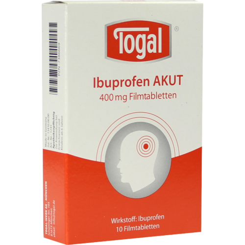Verpackungsbild(Packshot) von TOGAL Ibuprofen Akut 400 mg Filmtabletten