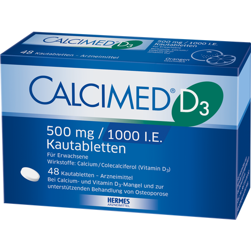 Verpackungsbild(Packshot) von CALCIMED D3 500 mg/1000 I.E. Kautabletten