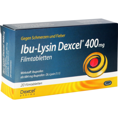 Verpackungsbild(Packshot) von IBU-LYSIN Dexcel 400 mg Filmtabletten