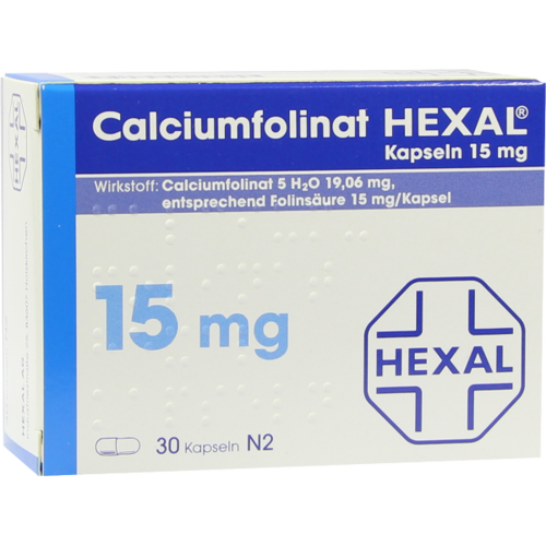 Verpackungsbild(Packshot) von CALCIUMFOLINAT HEXAL Kapseln 15 mg