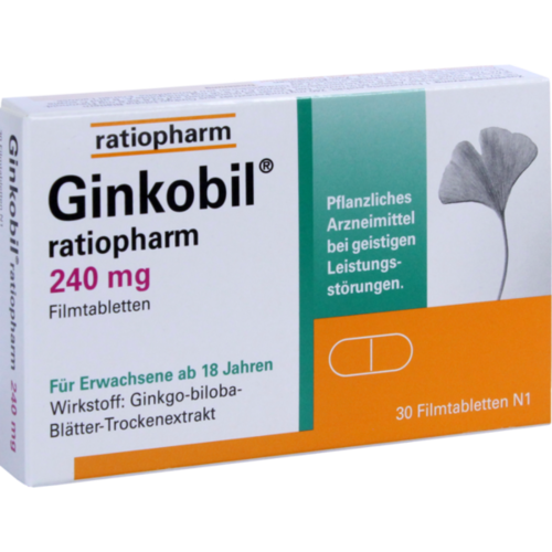Verpackungsbild(Packshot) von GINKOBIL-ratiopharm 240 mg Filmtabletten