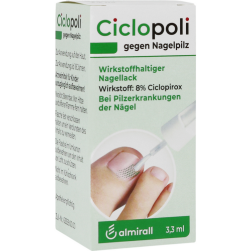 Verpackungsbild(Packshot) von CICLOPOLI gegen Nagelpilz wirkstoffhalt.Nagellack