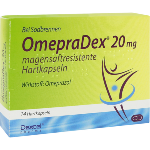 Verpackungsbild(Packshot) von OMEPRADEX 20 mg magensaftresistente Hartkapseln