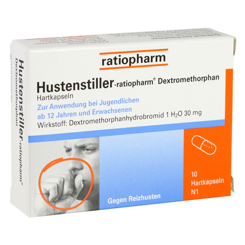 Verpackungsbild(Packshot) von HUSTENSTILLER-ratiopharm Dextromethorphan Kapseln
