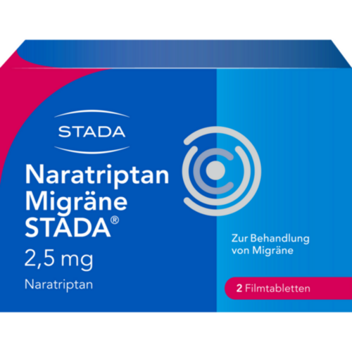 Verpackungsbild(Packshot) von NARATRIPTAN Migräne STADA 2,5 mg Filmtabletten