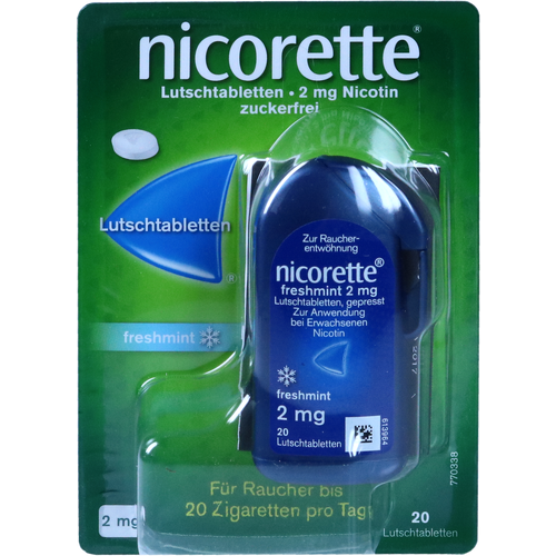 Verpackungsbild(Packshot) von NICORETTE freshmint 2 mg Lutschtabletten gepresst