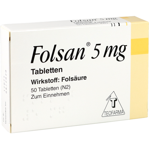 Verpackungsbild(Packshot) von FOLSAN 5 mg Tabletten