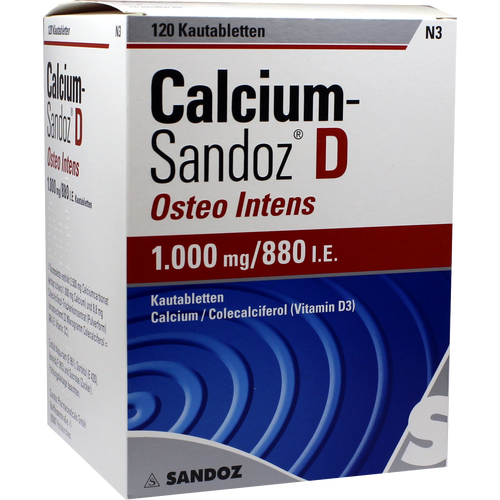 Verpackungsbild(Packshot) von CALCIUM SANDOZ D Osteo intens Kautabletten